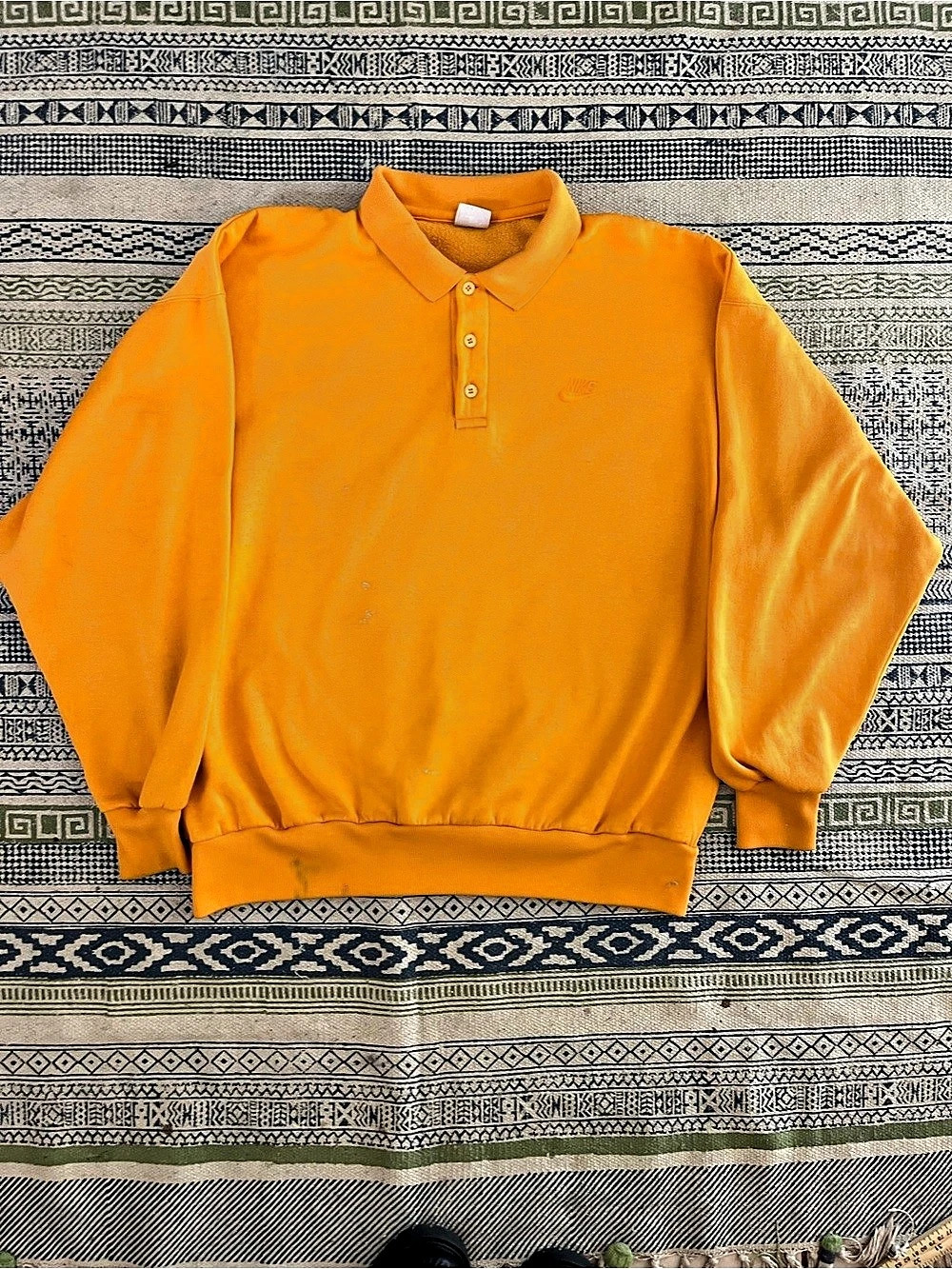 90s Nike Yellow Pullover Polo Sweatshirt XL